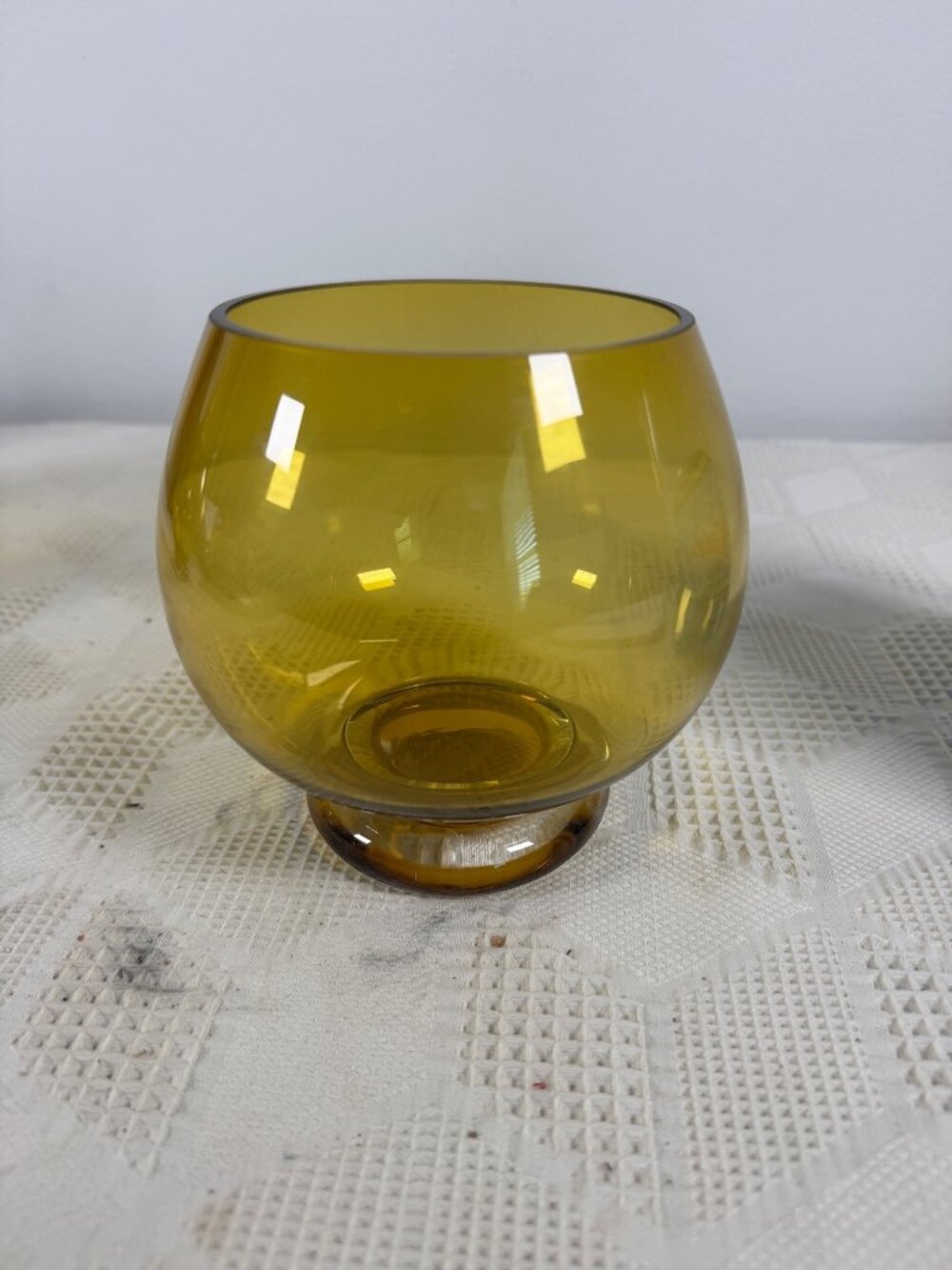 Kresno Amber Glass Bowl From Crate & Barrel Modern Decorative Accent Made Poland